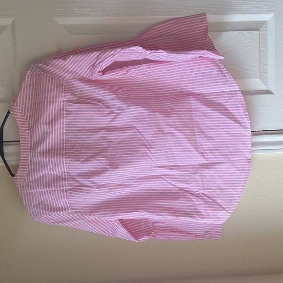 J.Crew Striped Top 2 Cotton Bell Sleeve NWOT Pink and White - Picture 5 of 6